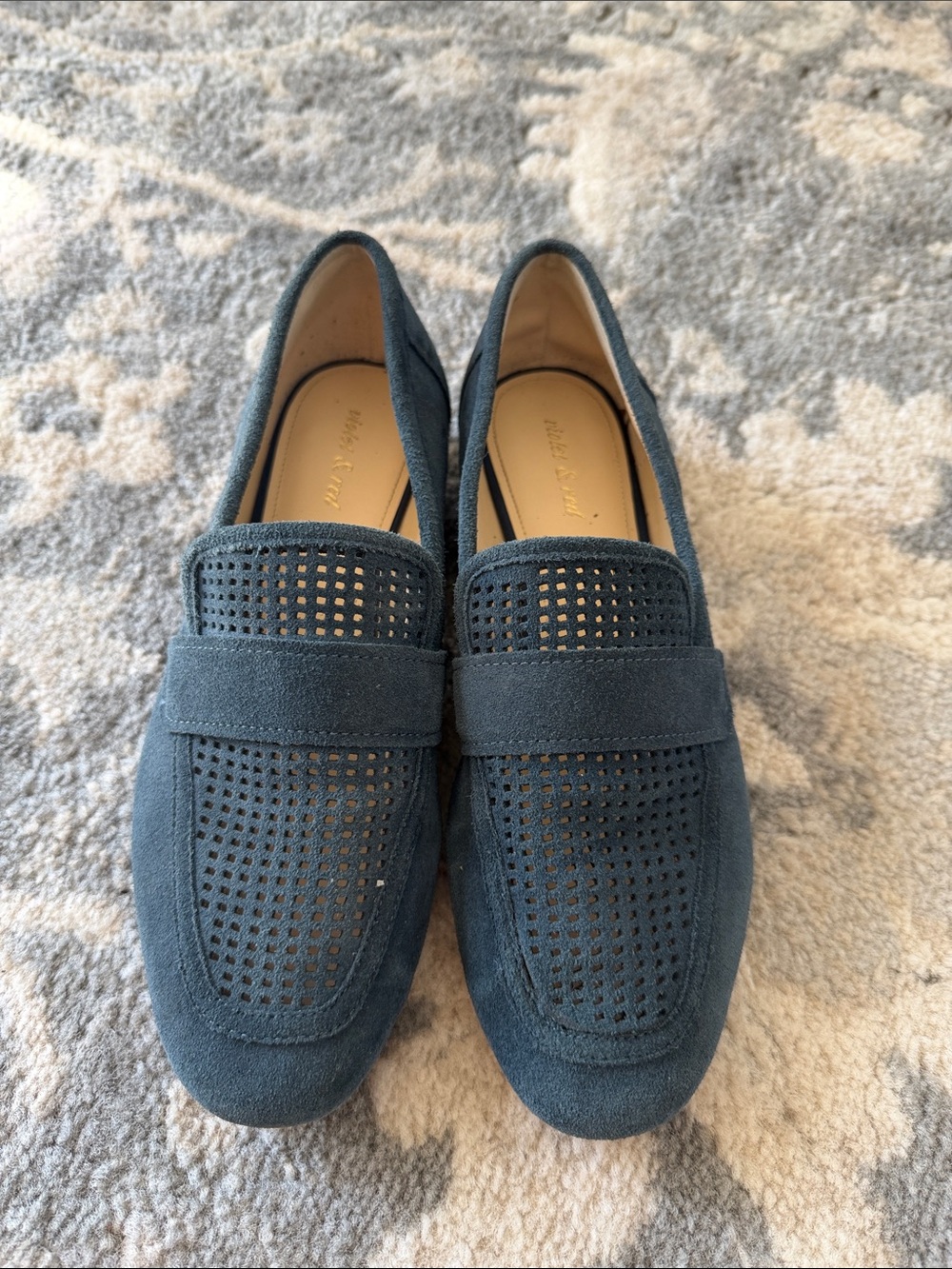 Women's Suede Perforated Loafers - Blue